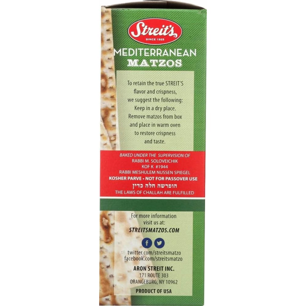 STREITS Streits Mediterranean Matzo, 11 Oz