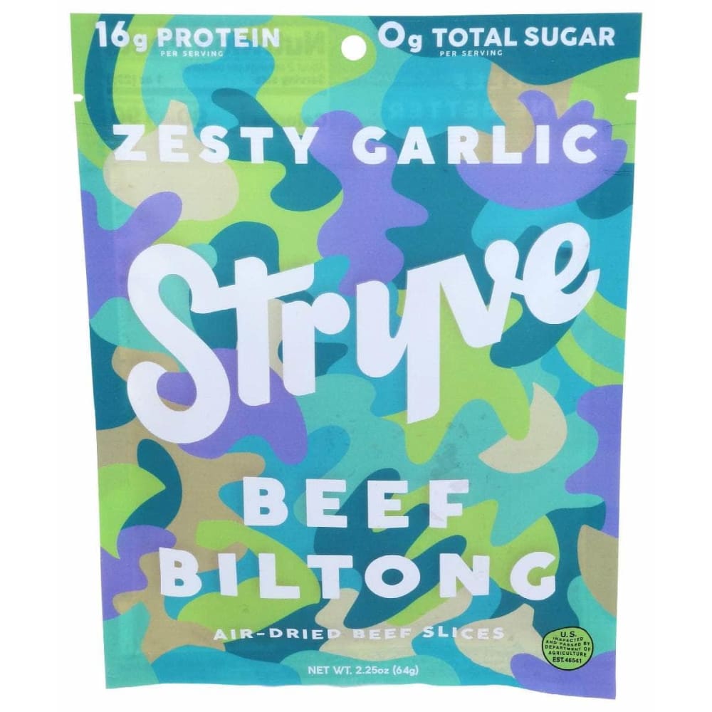 STRYVE PROTEIN SNACKS STRYVE PROTEIN SNACKS Sliced Biltong Zesty Garlic, 2.25 oz