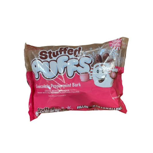 Stuffed Puffs ® Chocolate Peppermint Bark Cocoa Marshmallows Filled with Pink Peppermint 8.6oz bag - Stuffed Puffs