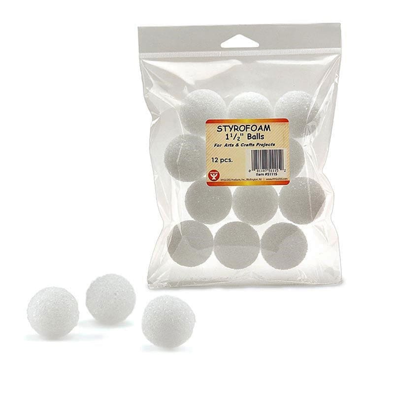 Styrofoam 1 1/2In Balls 12 Pack (Pack of 8) - Styrofoam - Hygloss Products Inc.