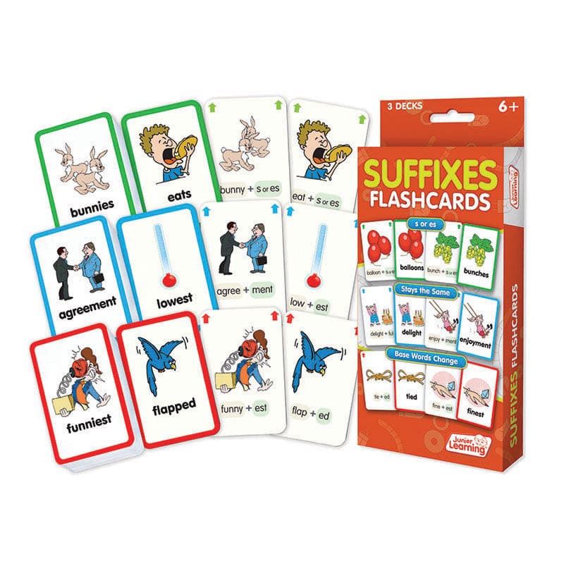 Suffixes Flash Cards (Pack of 6) - Phonics - Junior Learning