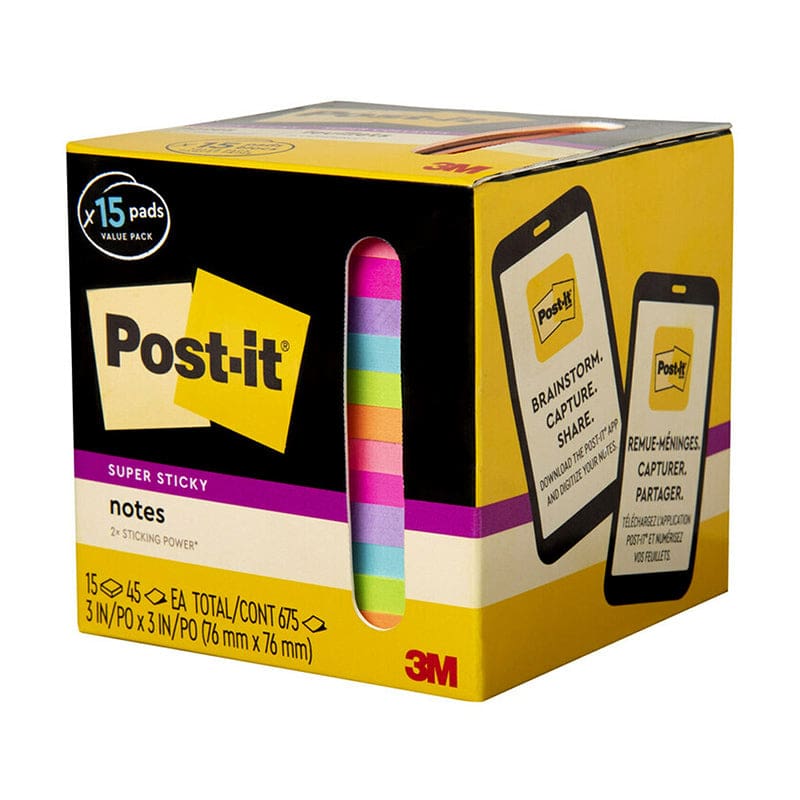 Super Sticky Notes Mini Box 15 Pack Post It (Pack of 2) | ShelHealth