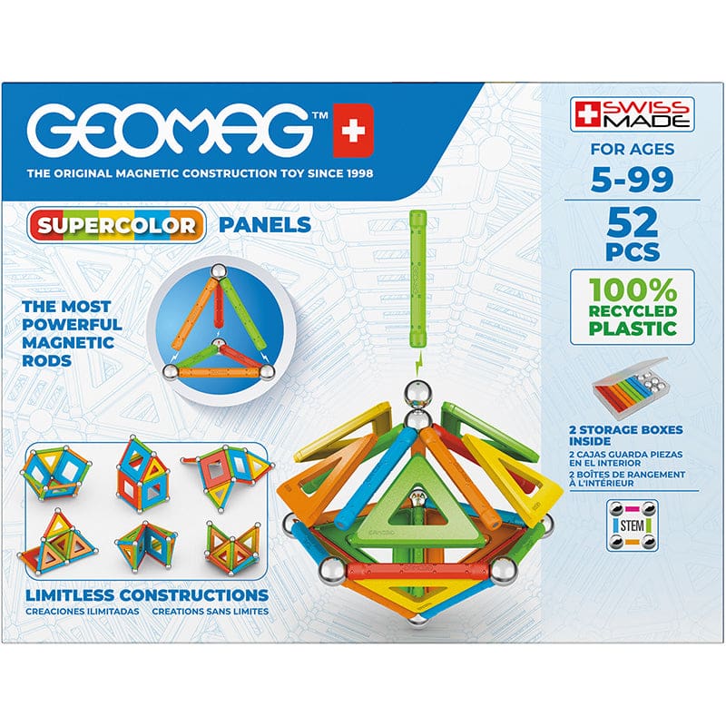 Supercolor Recycled 52 Pcs - Blocks & Construction Play - Geomagworld Usa Inc