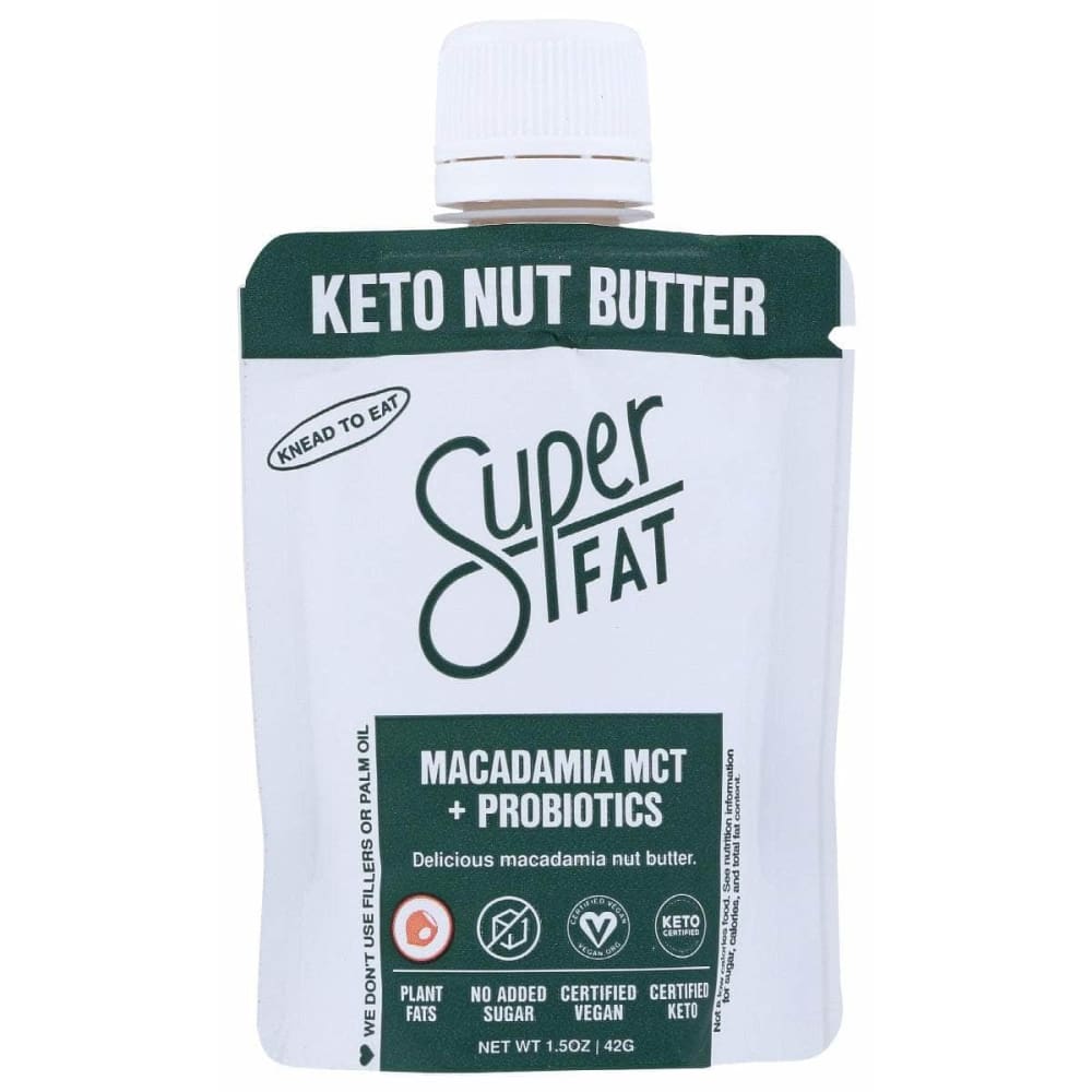 SUPERFAT Grocery > Pantry SUPERFAT: Macadamia MCT Plus Probiotics Keto Nut Butter, 1.5 oz