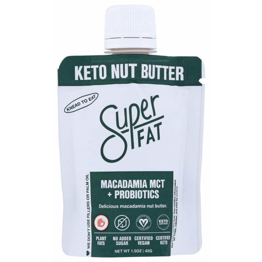 SUPERFAT Grocery > Pantry SUPERFAT: Macadamia MCT Plus Probiotics Keto Nut Butter, 1.5 oz