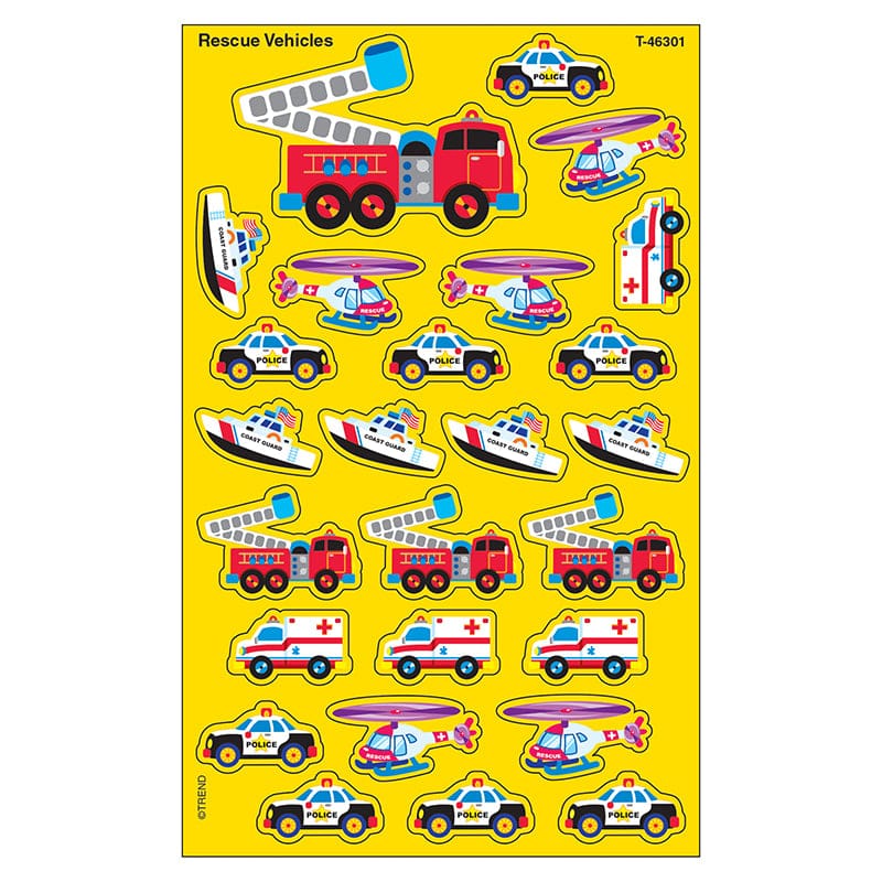 Supershapes Rescue Vehicles 208Pk Larger Size (Pack of 12) - Stickers - Trend Enterprises Inc.