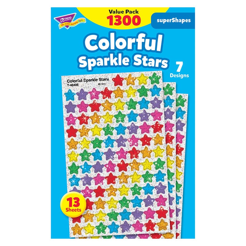 Supershapes Variety 1300Pk Colorful Stars Sparkle (Pack of 6) - Stickers - Trend Enterprises Inc.