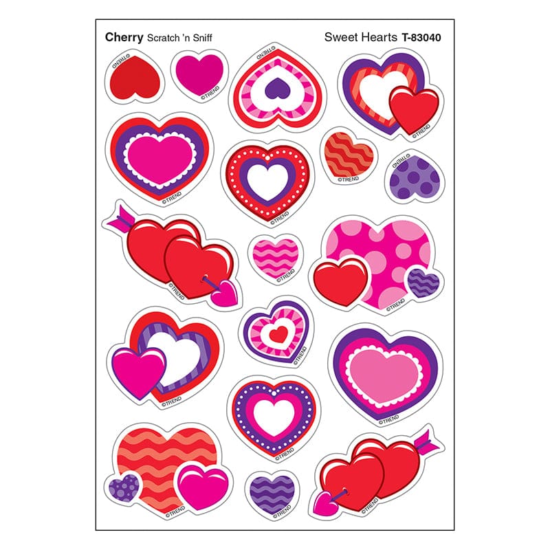 Sweet Hearts/Cherry Shapes Stinky Stickers (Pack of 12) - Stickers - Trend Enterprises Inc.