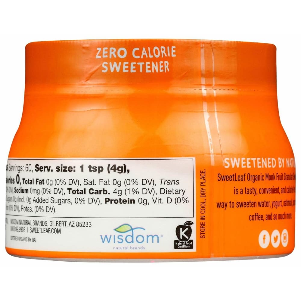 SWEETLEAF STEVIA Sweetleaf Stevia Granular Monk Fruit Sweetener, 8.47 Oz