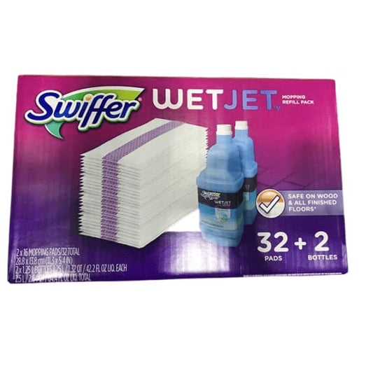 Swiffer Wetjet Mopping Refill Pack, 32 Refill Pads plus 2 Bottles of Cleaner 1.25L ea. - ShelHealth.Com