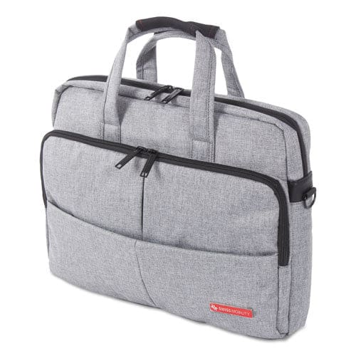 Swiss Mobility Sterling Slim Briefcase Fits Devices Up To 15.6 Polyester 3 X 3 X 11.75 Gray - School Supplies - Swiss Mobility