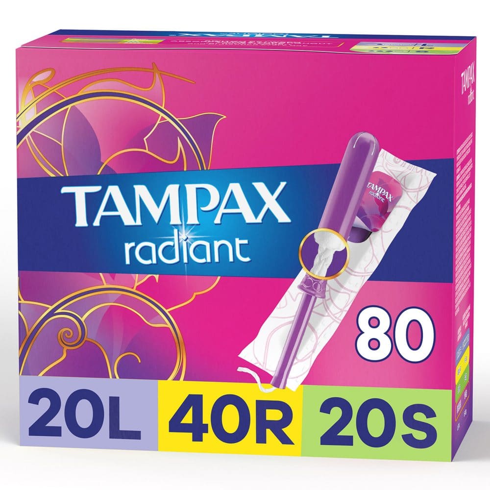 Tampax Radiant Tampons Trio Pack Light/Regular/Super Unscented (80 ct.) - Feminine Care - Tampax Radiant