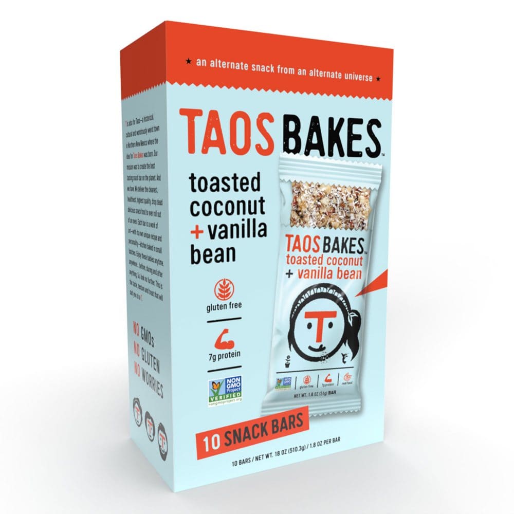 Taos Bakes Snack Bars Toasted Coconut and Vanilla Bean (1.8 oz. 10 ct.) - Pantry Limited Time Buys - Taos