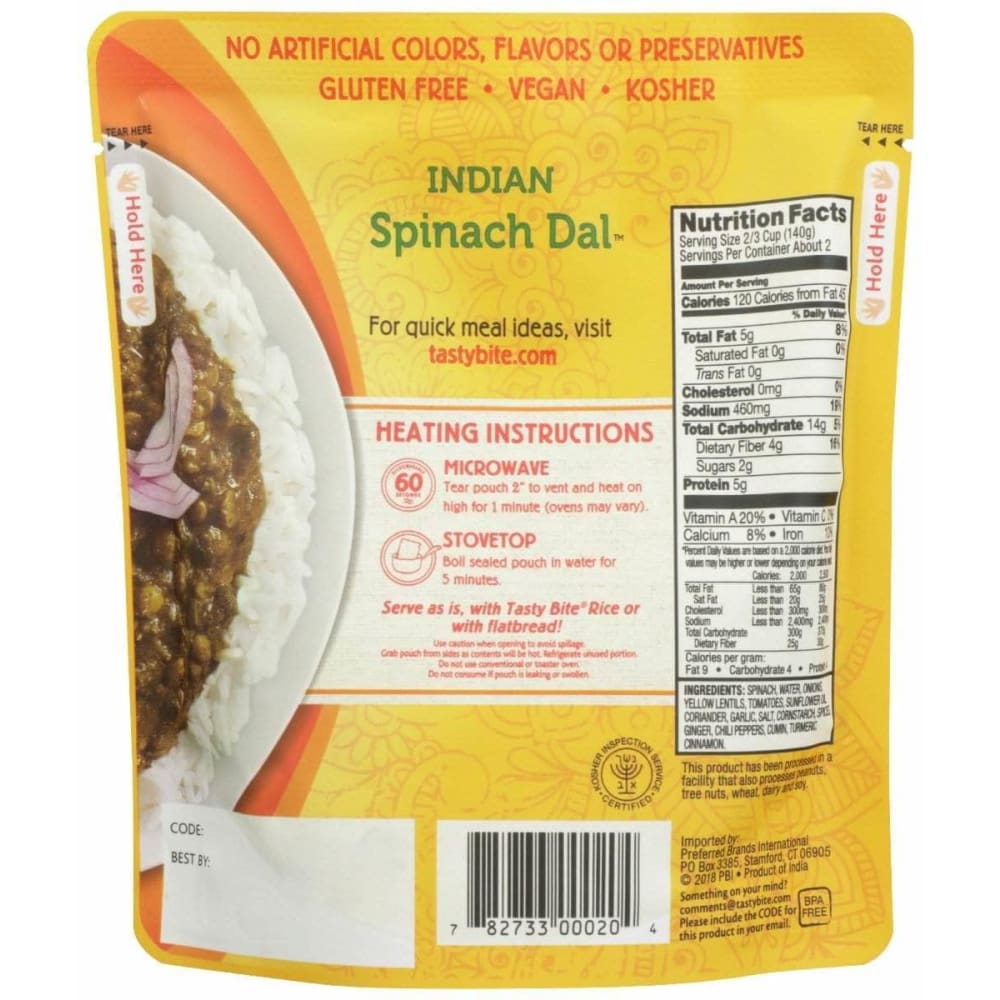 TASTY BITE Tasty Bite Indian Spinach Dal, 10 Oz