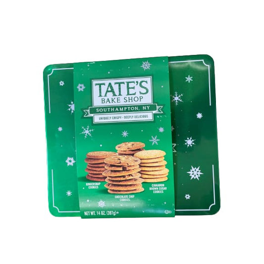 Tate’s Bake Shop Holiday Cookies Gift Tin Chocolate Chip Cinnamon Brown Sugar and Gingersnap Holiday Cookies 14.02 oz Cookie Tin - Tate’s