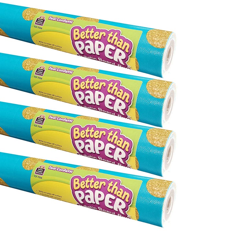 Teal Confetti Bb Roll 4/Ct Better Than Paper - Bulletin Board & Kraft Rolls - Teacher Created Resources