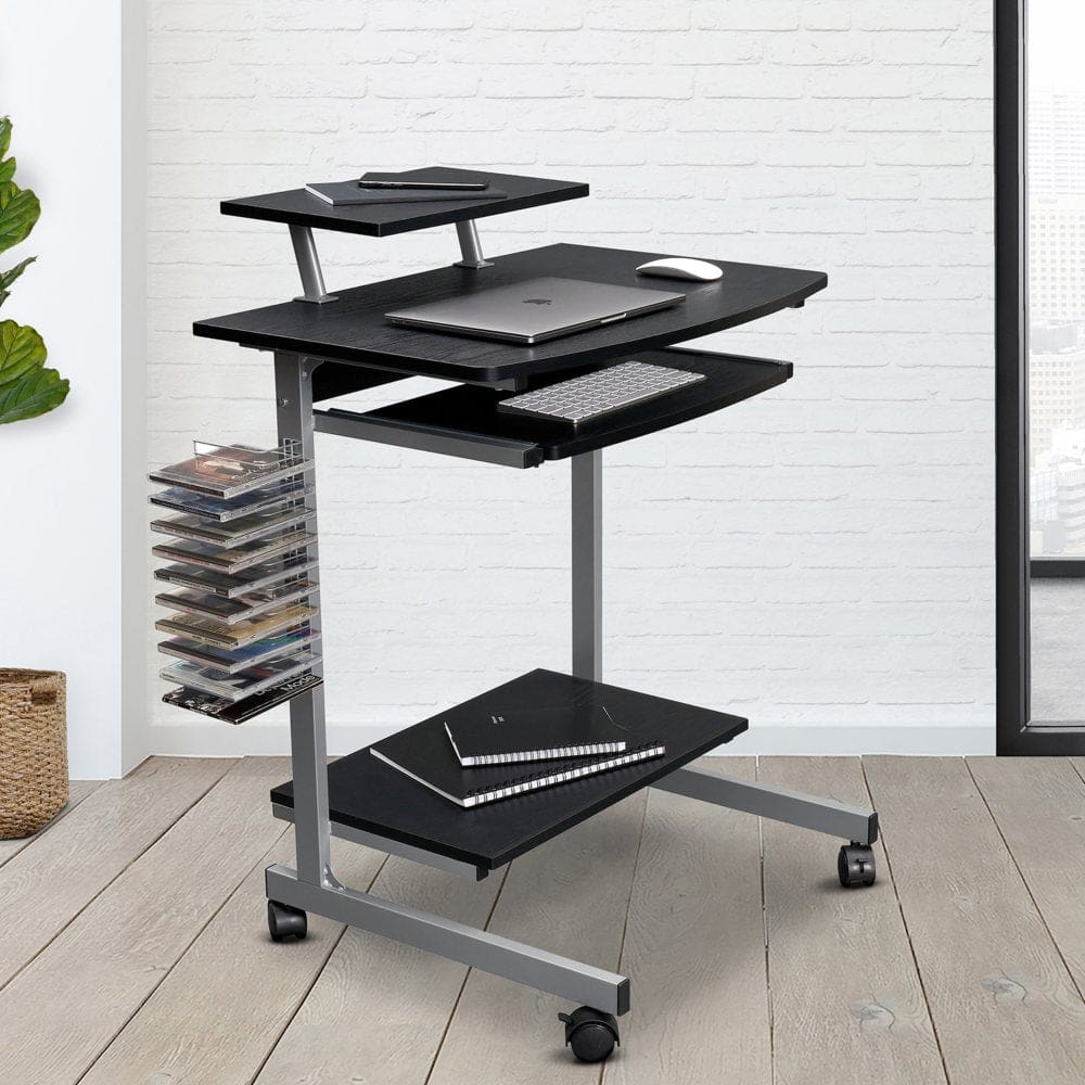 Techni Mobili Compact Computer Cart With Storage Espresso - Office Desks - Techni Mobili