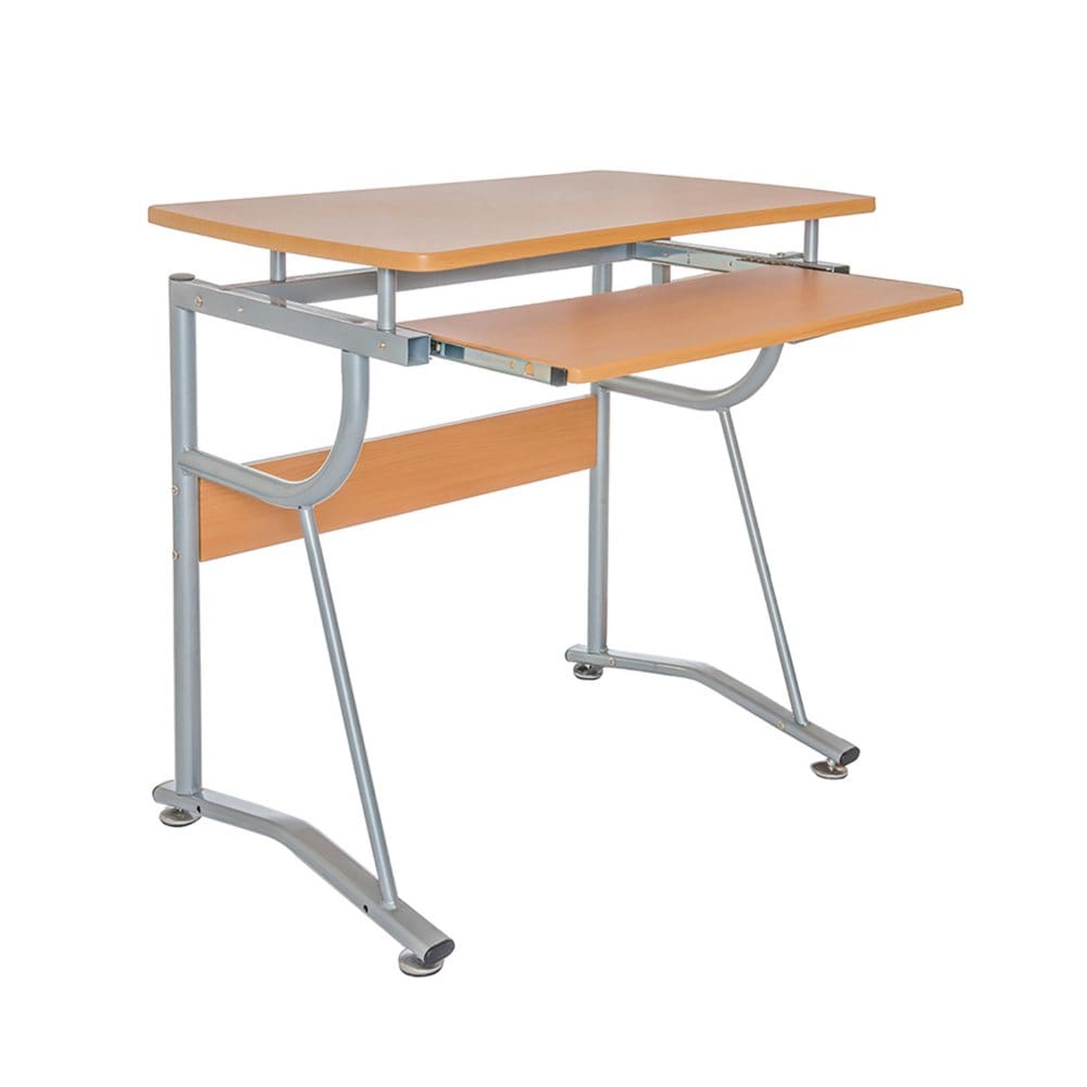 Techni Mobili Compact Computer Desk with Side Shelf and Keyboard Panel Cherry - Office Desks - Techni Mobili