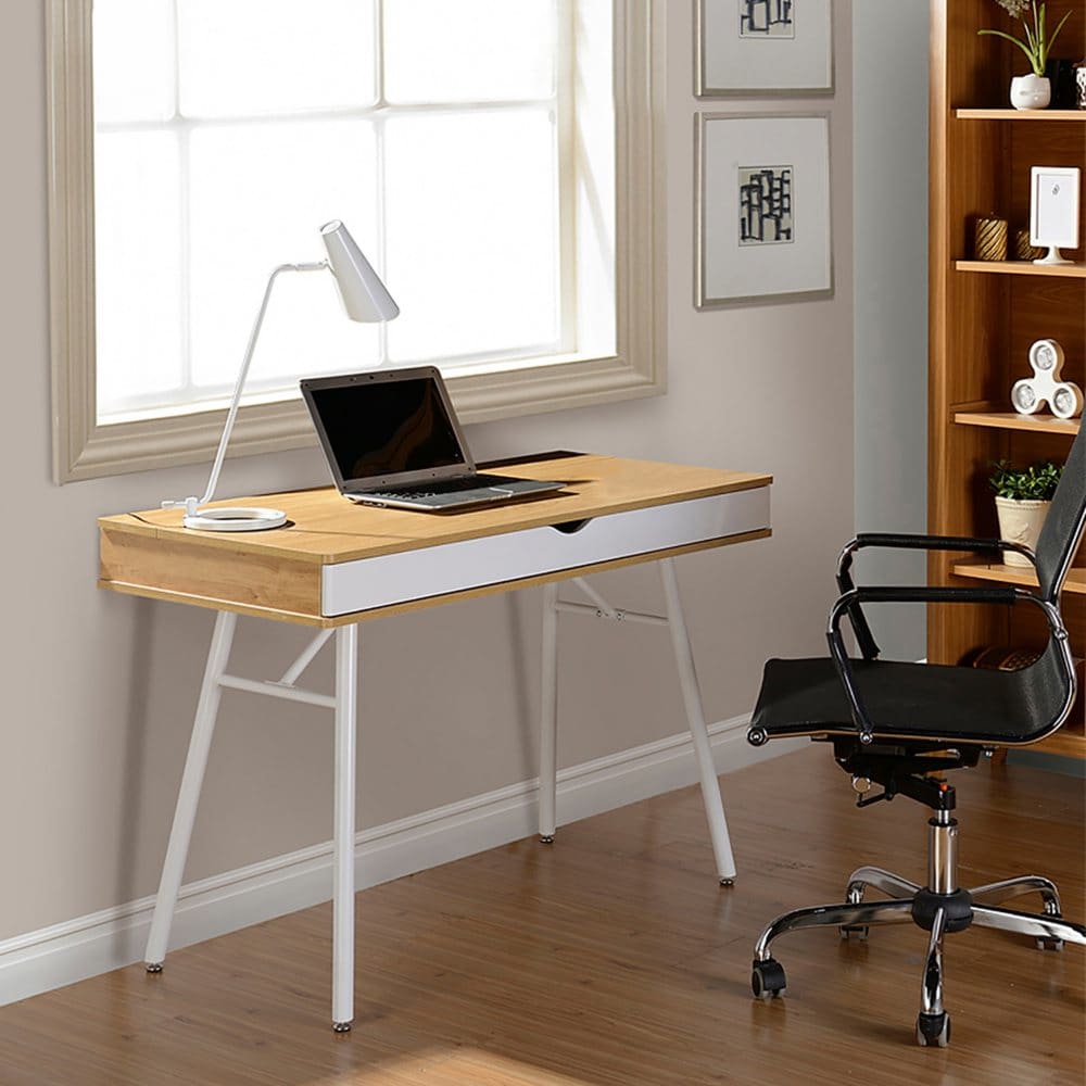 Techni Mobili Modern Multi Storage Computer Desk with Storage Pine - Office Desks - Techni Mobili