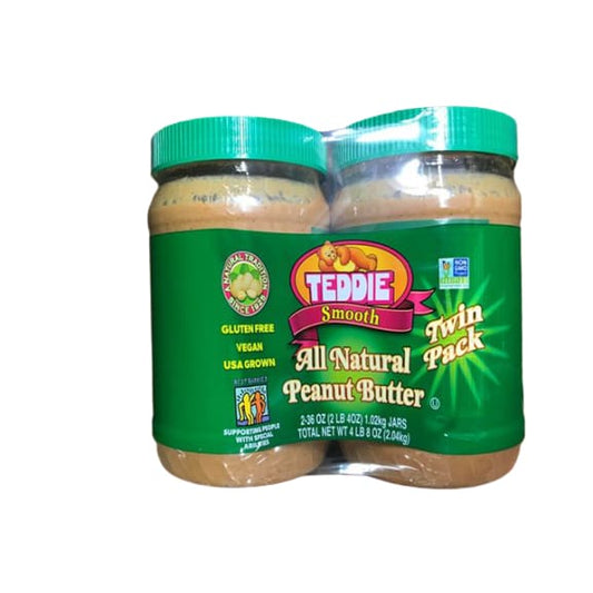 Teddie Smooth All Natural Peanut Butter, 2 x 36 oz - ShelHealth.Com