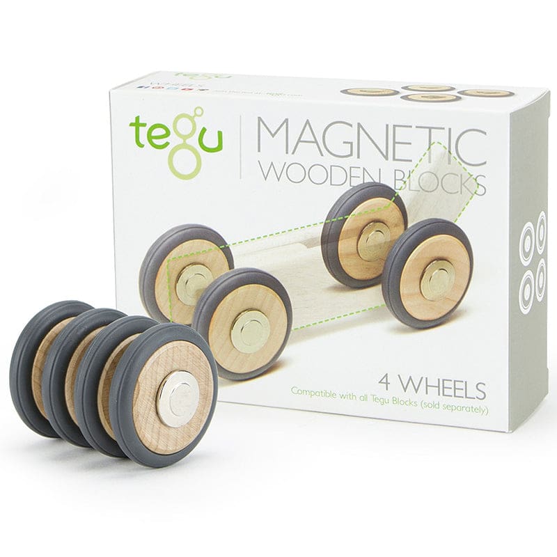 Tegu Blocks Wheels Accessory 4-Pack (Pack of 2) - Blocks & Construction Play - Tegu