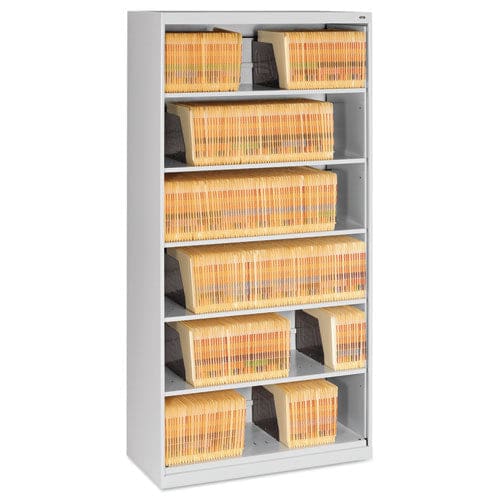 Tennsco Fixed Shelf Open-format Lateral File For End-tab Folders 6 Legal/letter File Shelves Light Gray 36 X 16.5 X 75.25 - Furniture -