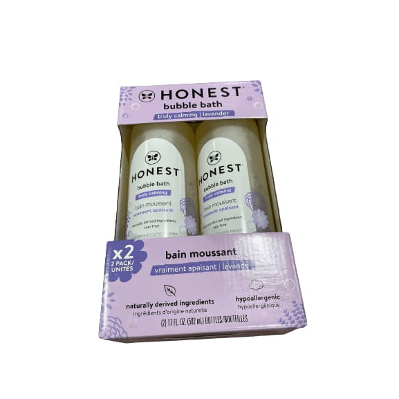 The Honest Company The Honest Company Truly Calming Lavender Bubble Bath Tear Free Kids Bubble Bath Naturally Derived Ingredients & Essential Oils Sulfate & Paraben Free Baby Bath, 2 x 17 oz.