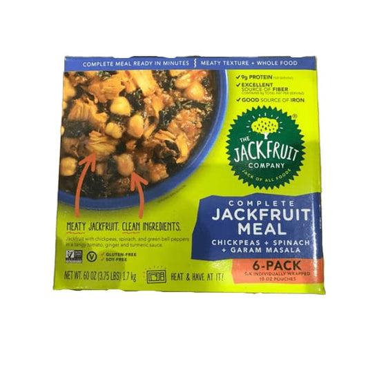 The Jackfruit Company, Complete Jackfruit Meal, Chickpeas + Spinach + Garam Masala, 6-Pack - ShelHealth.Com