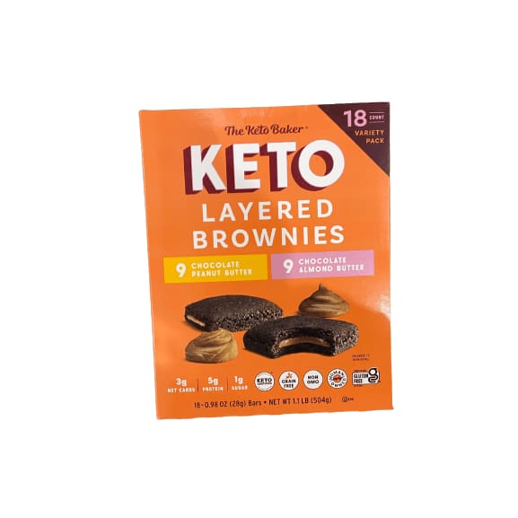 The Keto Baker The Keto Baker - Keto Layered Brownies - 18 x 0.98 oz (Chocolate Peanut Butter & Chocolate Almond butter)