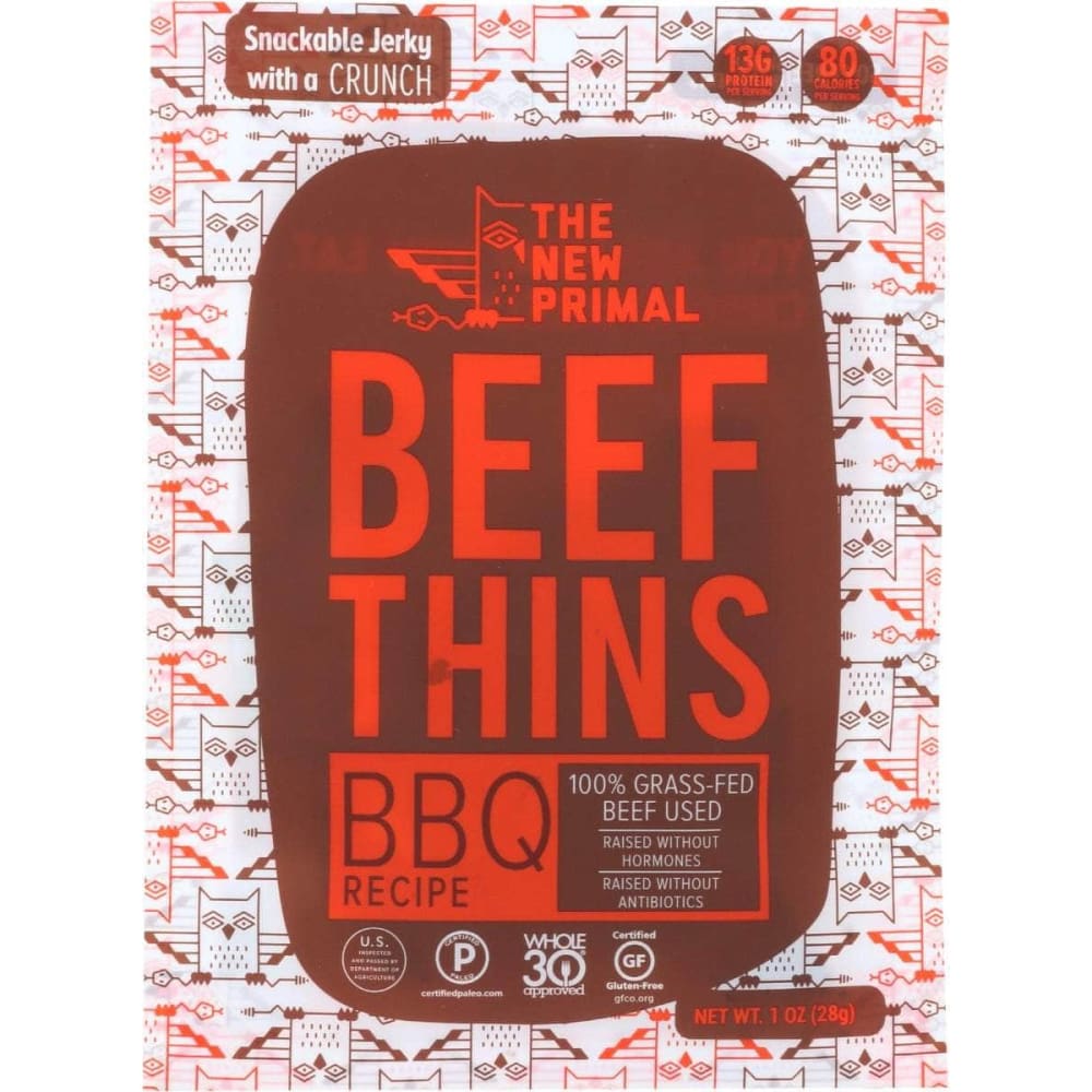 THE NEW PRIMAL THE NEW PRIMAL 100% Grass Fed BBQ Beef Thins, 1 oz