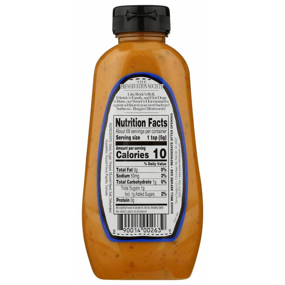 THE PRESERVATION SOCIETY Grocery > Pantry > Condiments THE PRESERVATION SOCIETY: Mustard Sweet N Hot, 12 oz