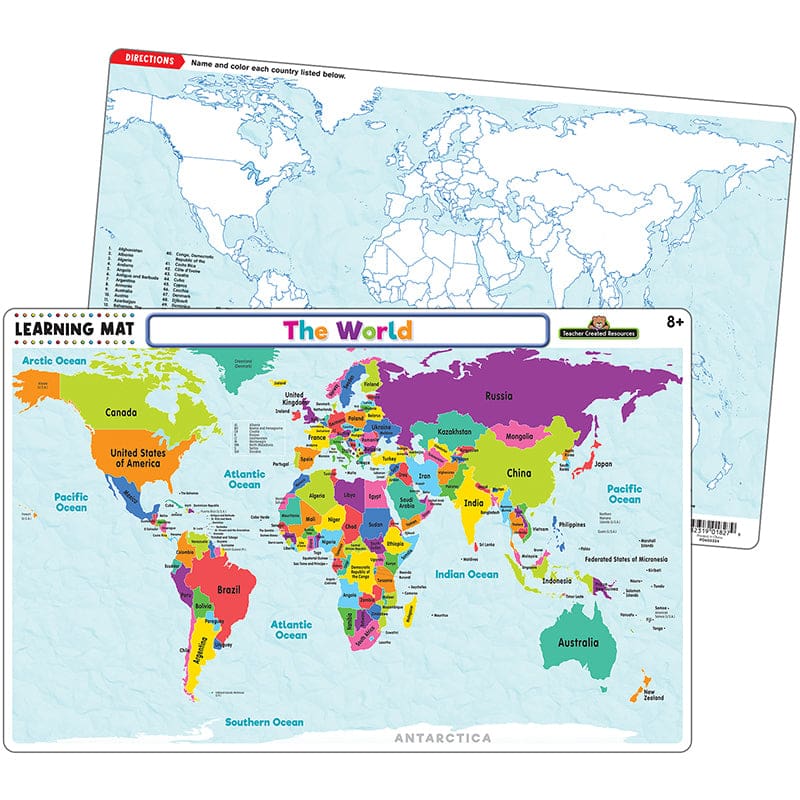 The World Map Learning Mat (Pack of 12) - Maps & Map Skills - Teacher Created Resources