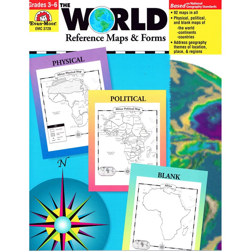 The World Reference Maps & Forms Gr 3-6 (Pack of 2) - Maps & Map Skills - Evan-moor
