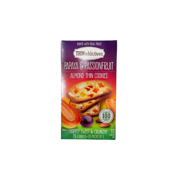 ThinAddictives ThinAddictives Papaya & Passion Fruit, Lightly Sweet & Crunchy, 75 Cookies
