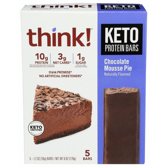 THINK Grocery > Nutritional Bars THINK: Chocolate Mousse Pie Keto Protein Bar 5 Pieces, 6 oz
