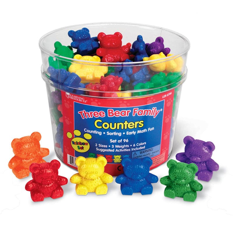 Three Bear Family Rainbow 96/Pk Set 3 Sizes 6 Colors - Sorting - Learning Resources