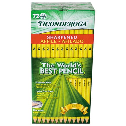Ticonderoga Pre-sharpened Pencil Hb (#2) Black Lead Yellow Barrel 72/pack - School Supplies - Ticonderoga®