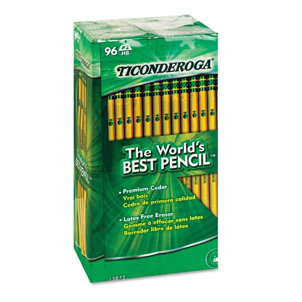 Ticonderoga Woodcase Pencil HB #2 Yellow Barrel 96ct. - Shop by Age: PreK - 2nd - Ticonderoga