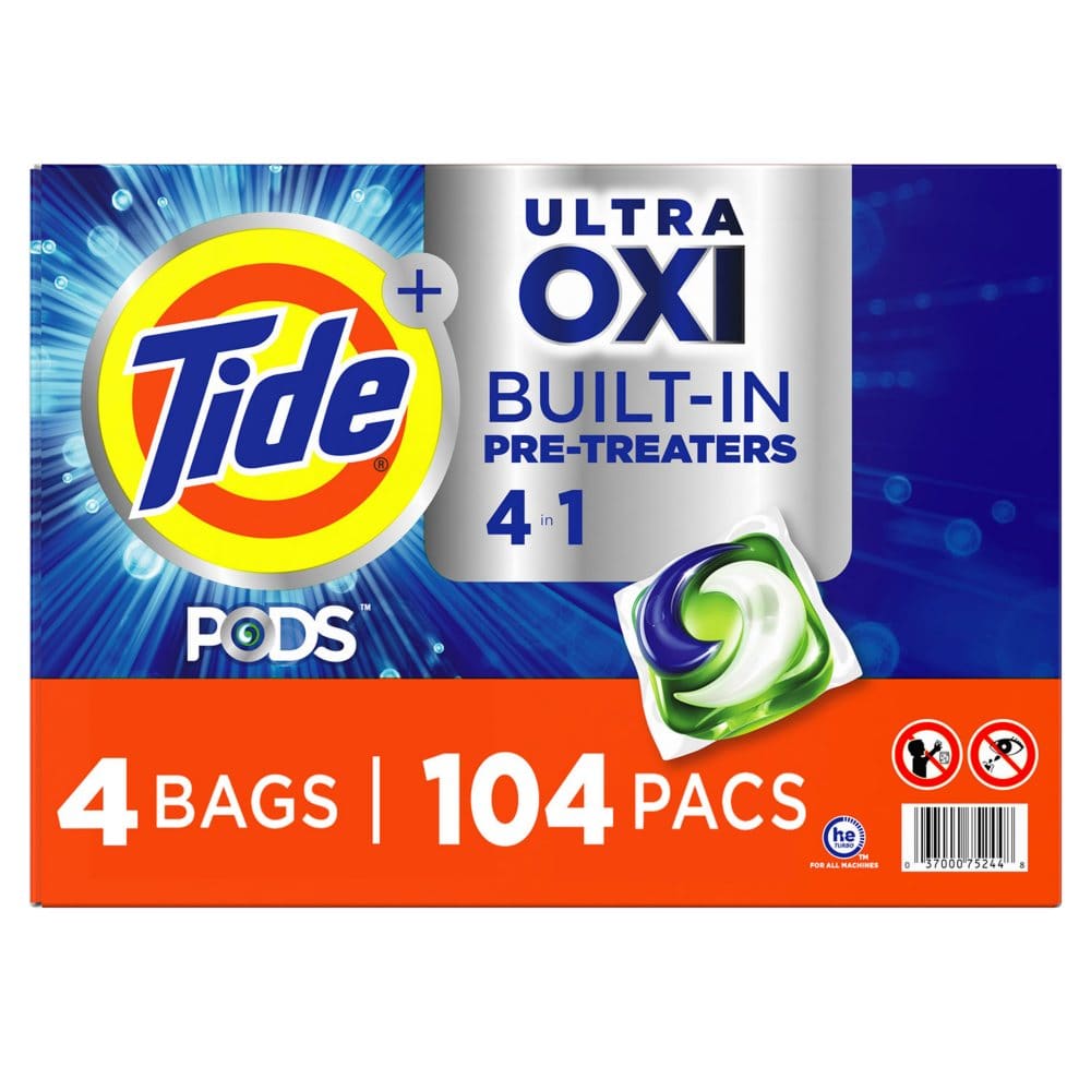Tide PODS + Ultra Oxi Liquid Detergent Pacs (104 pacs) - Laundry Supplies - Tide PODS