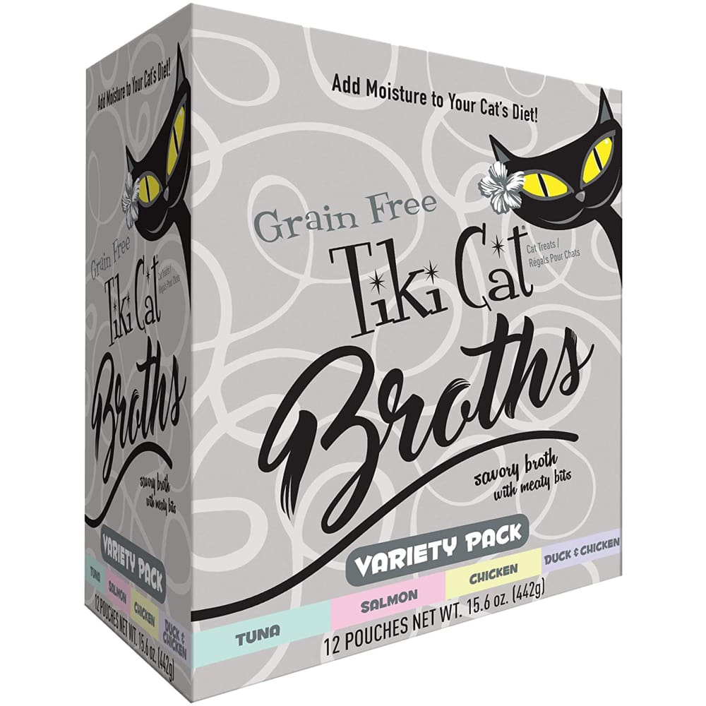 Tiki Pets Cat Broth Variety Pack 1.3oz. Pouch (Case Of 12) - Pet Supplies - TIKI Pets