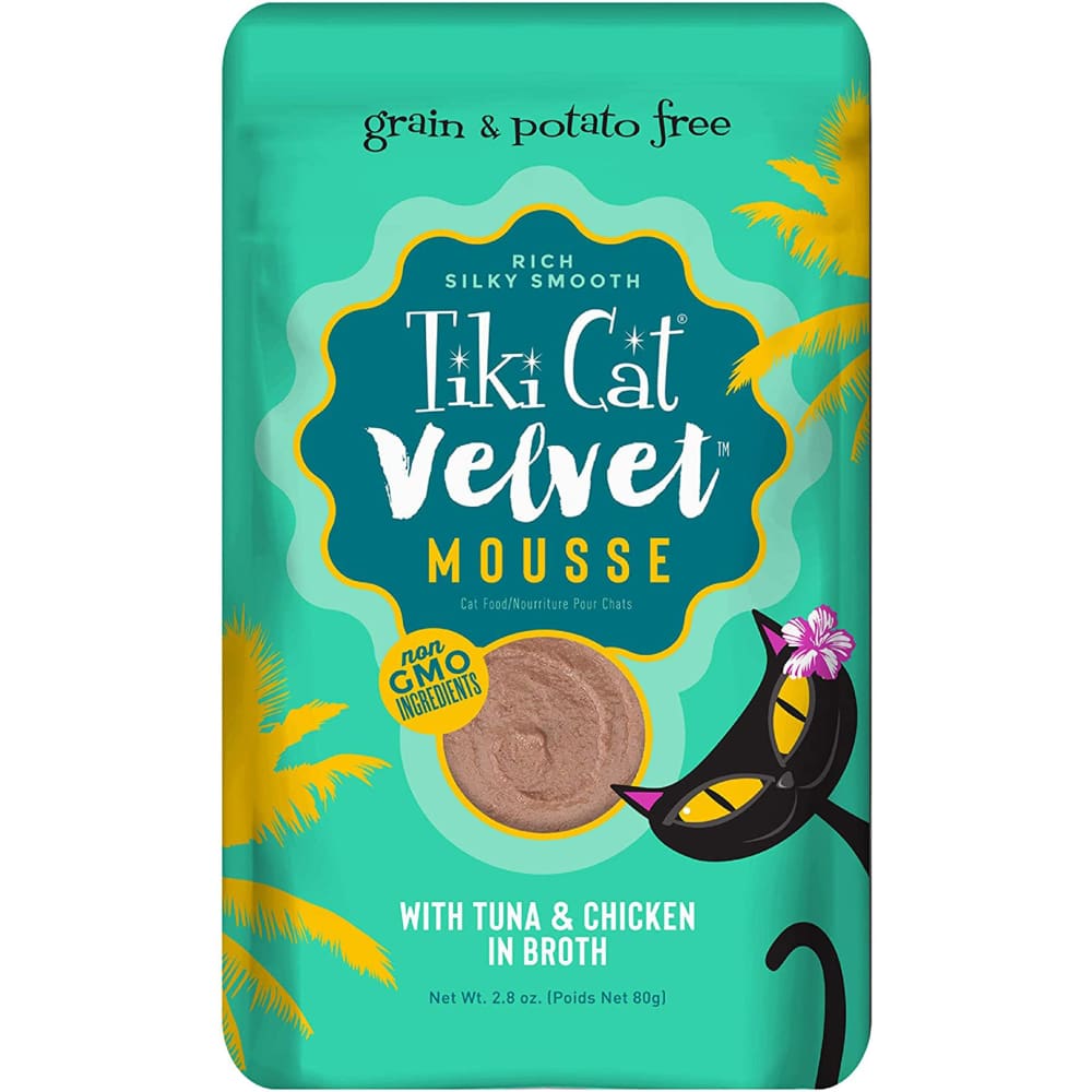 Tiki Pets Cat Velvet Mousse Tuna and Chicken in Broth 2.8oz. (Case Of 12) - Pet Supplies - TIKI Pets