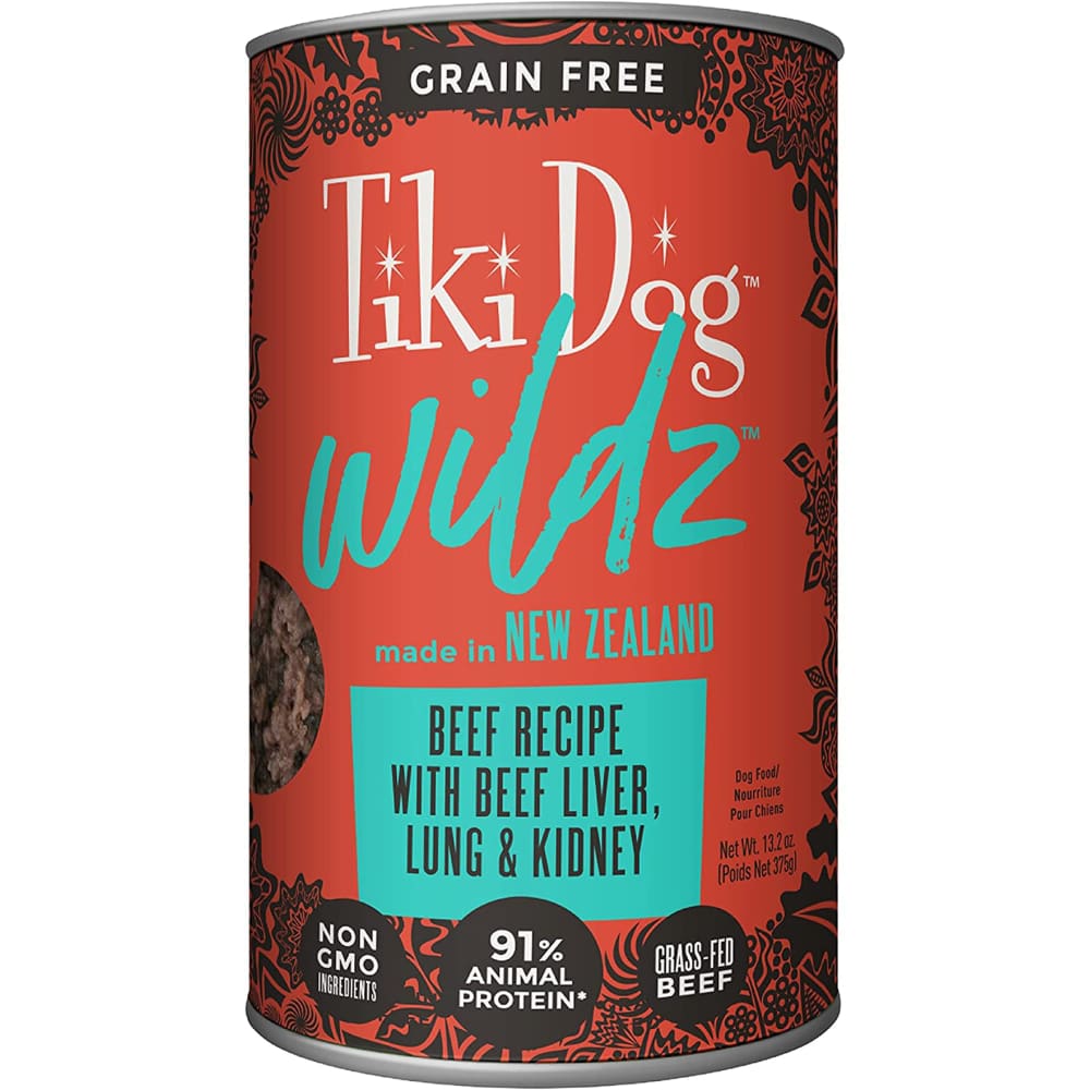 Tiki Pets Dog Wildz Beef Recipe with Beef Liver; Lung and Kidney 13.2oz. (Case Of 12) - Pet Supplies - TIKI Pets