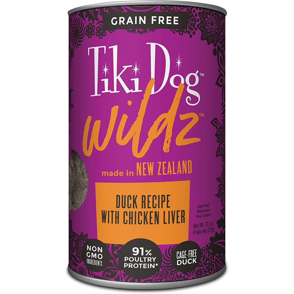 Tiki Pets Dog Wildz Duck Recipe with Chicken Liver 13.2oz. (Case Of 12) - Pet Supplies - TIKI Pets