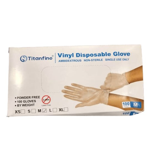 Titanfine Disposable Vinyl Gloves L/XL - 100 ct. - ShelHealth.Com