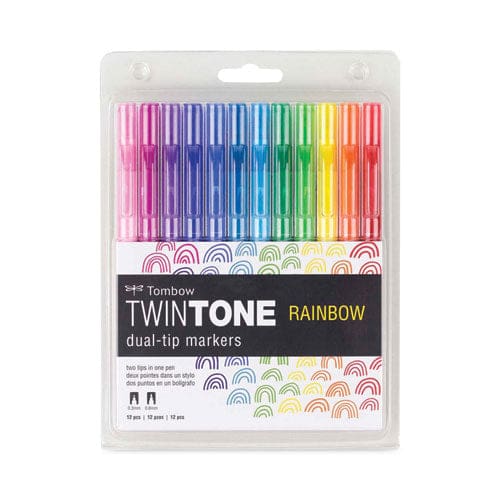 Tombow Twintone Dual-tip Markers Bold/extra-fine Tips Assorted Colors Dozen - School Supplies - Tombow®