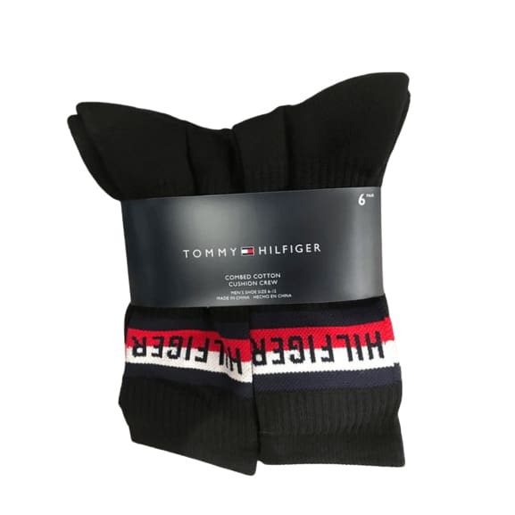 Tommy Hilfiger Mens Crew Socks, 6-Pack.-ShelHealth.Com