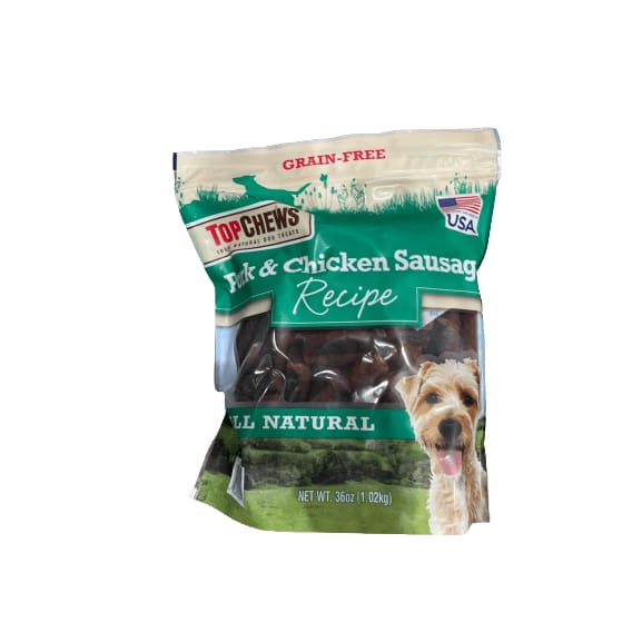 Top Chews Top Chews Pork & Chicken Sausage Dog Treats 100% Natural, 36 oz.