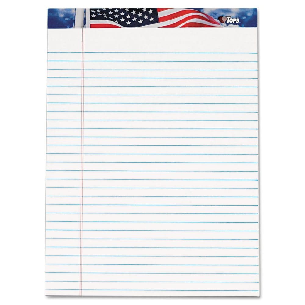 TOPS - American Pride Writing Pad - Jr. Legal Rule - 8-1/2 x 11-3/4 - White - 50-Sheet - Dozen - Writing Pads & Notebooks - TOPS