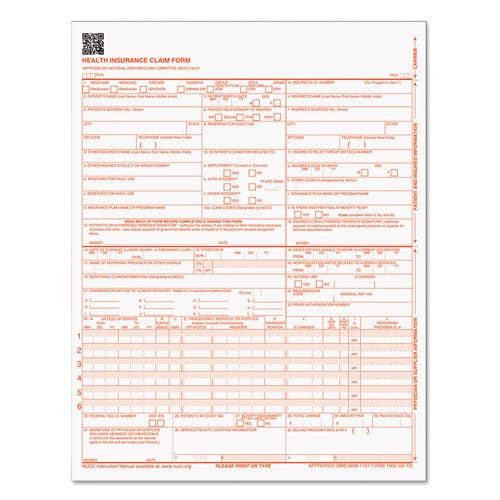 TOPS Cms-1500 Medicare/medicaid Forms For Laser Printers One-part (no Copies) 8.5 X 11 250 Forms Total - Office - TOPS™