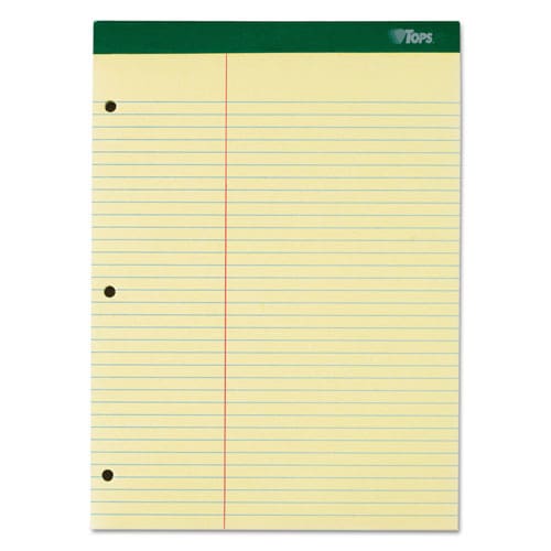 TOPS Double Docket Ruled Pads With Extra Sturdy Back Pitman Rule Variation (offset Margin-3 Left) 100 Canary 8.5 X 11.75 Sheets - Office -